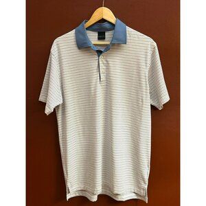Dunning Golf Men's Red White Blue Striped Performance Polo Medium